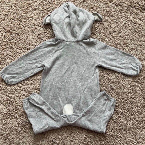 H&M Grey One Piece Bunny Outfit with attached Bunny Eared Hood - Picture 3 of 5